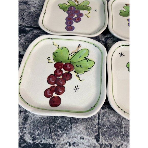Julia Junkin Set of 4 GRAPE Plates Appetizer Snack Small Grape Hand painted - Picture 5 of 8